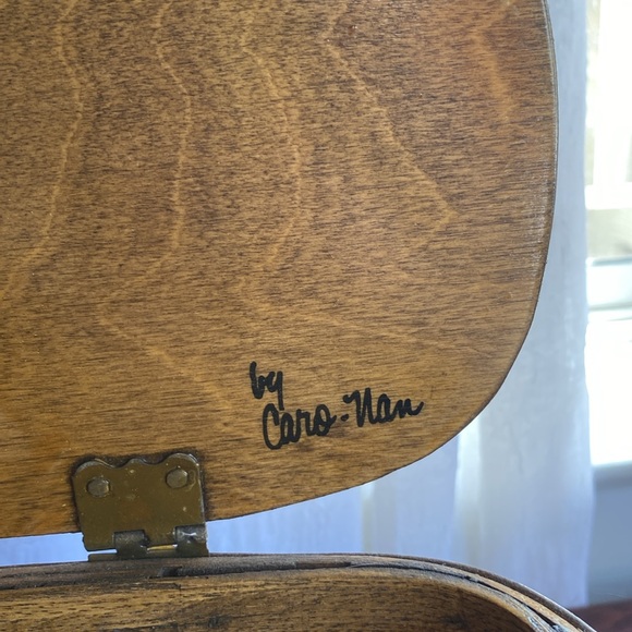 VTG Caro-Nan Wicker Basket Weave Box Purse Tennis Hand Painted Lid Handle Retro - Picture 12 of 14